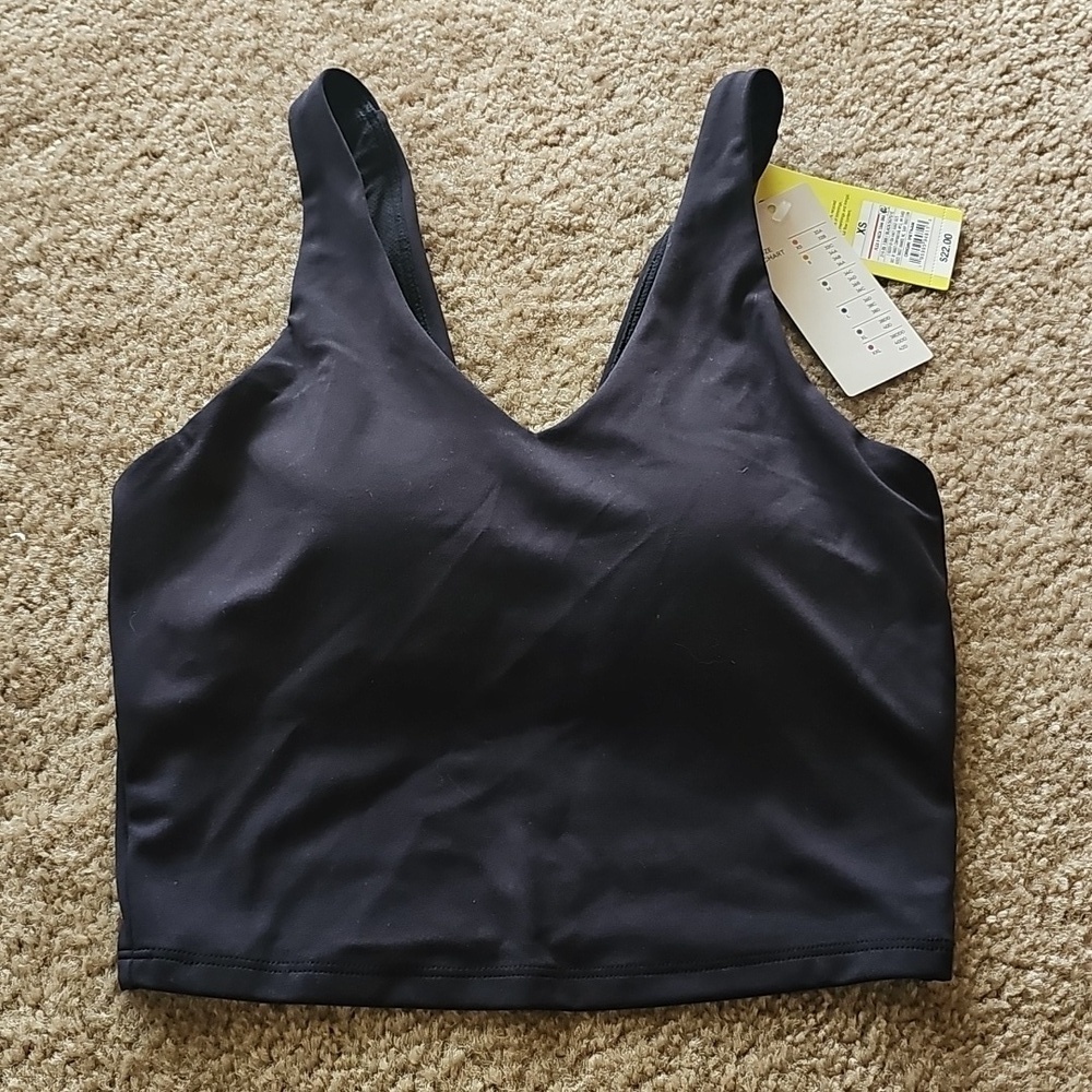 All In Motion Women's V-Neck Cropped Sports Bra Black XS Light Support